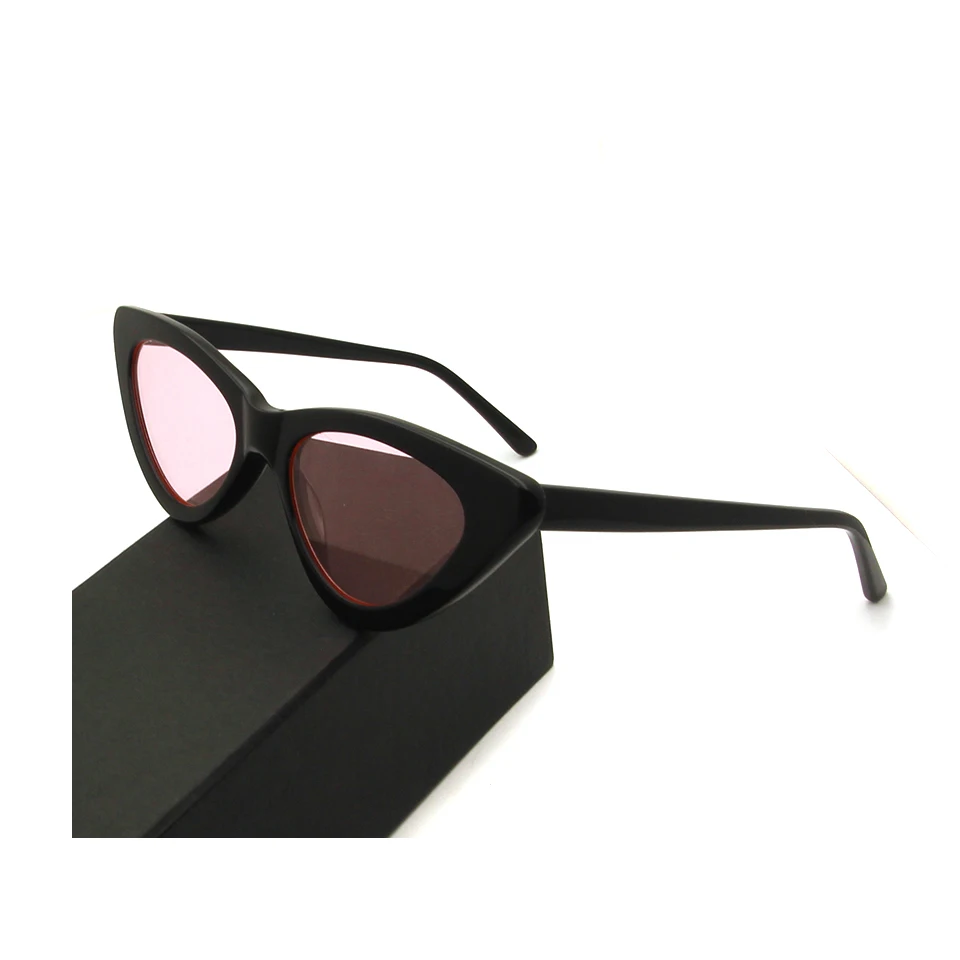 women glasses blk Высокое качество кошачий глаз ацетат солнцезащитные очки женские конфеты океан линзы брендовые дизайнерские ретро солнцезащитные очки для женщин Oculos Feminino - Цвет линз: women glasses blk