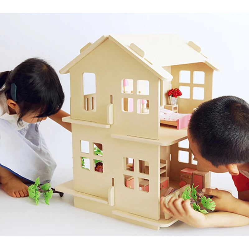 Кукольный домик миниатюрная мебель 3D Деревянный кукольный DIY игрушки большой