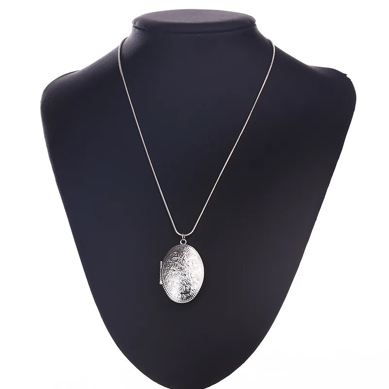 1 шт. овальный резной классический цветочный узор Открывающийся кулон ожерелье