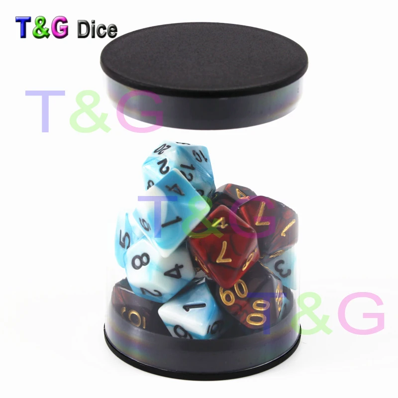 Высокое качество 2 набора настраиваемых Gemini Color Dados игральные кости с трубкой для