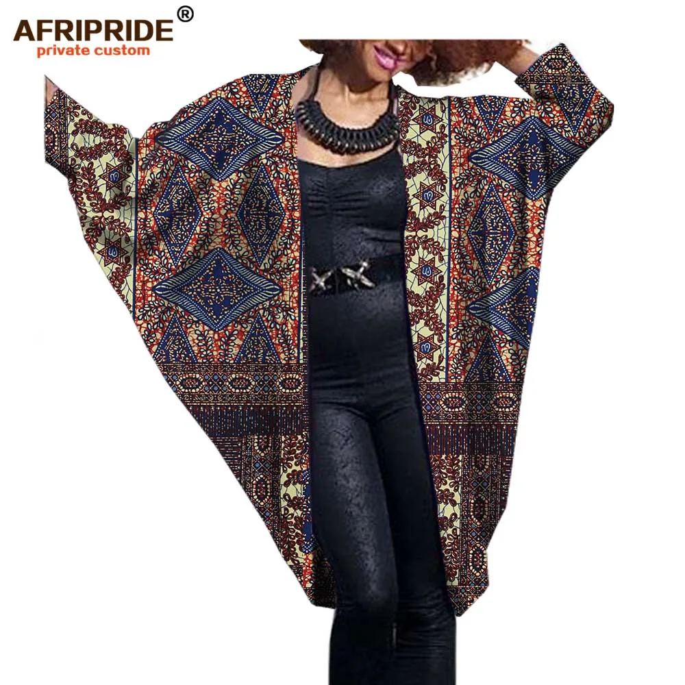 Модное Африканское Женское пальто летучая мышь AFRIPRIDE Частный заказ осень повседневное женское пальто супер батик хлопок плюс sizeA722416 - Цвет: 438