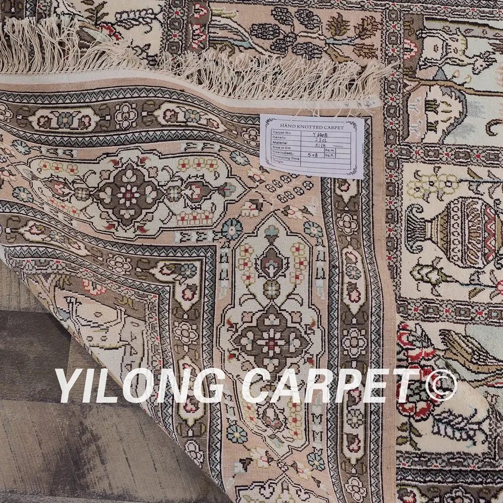 YILONG 5 'x 8' Цветочные четыре сезона персидский Прочный Шелковый ковер ценное