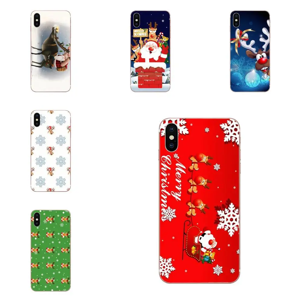 Фото Олени и снежинки Рождество для Xiaomi Redmi Mi Note 7 8 9 SE Pro Lite Go Play Мягкий ТПУ