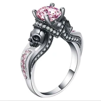 jingyang gothic skull vintage style crystal zirkon wedding rings for women engagement jewelry trendy love gift