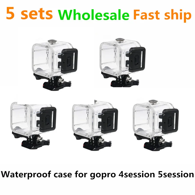 5 комплектов оптом водонепроницаемый корпус для gopro4 5session Универсальный защитный