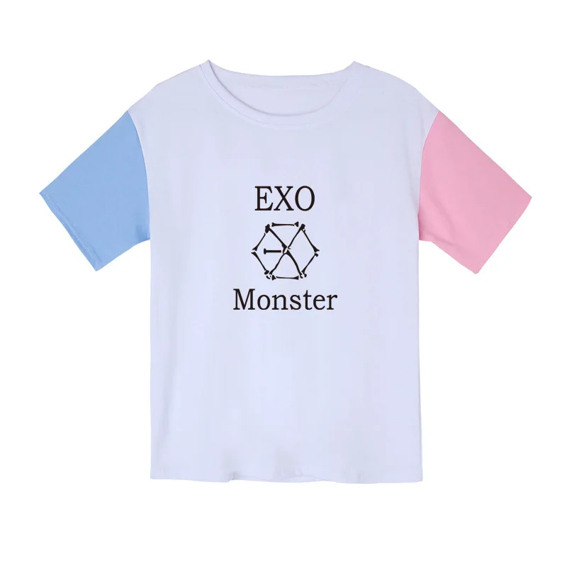 Новые модные хип хоп милые женские и мужские футболки Exo Monster разноцветные шорты с