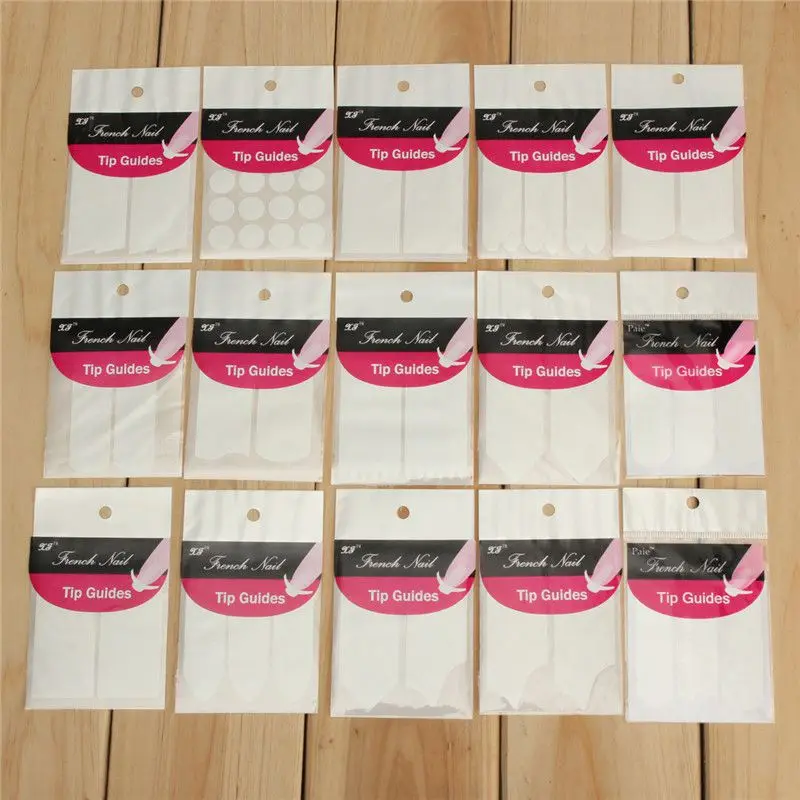 15 упаковок наклейки для ногтей Французский маникюр форма бахрома советы