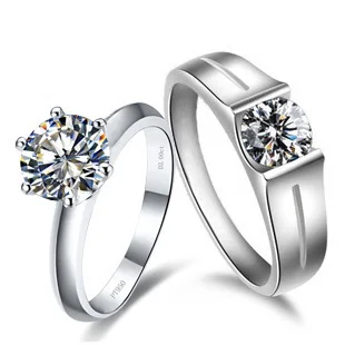 Его и ее парные кольца ювелирные изделия 2Ct Solitaire NSCD красивый бриллиант кольцо для