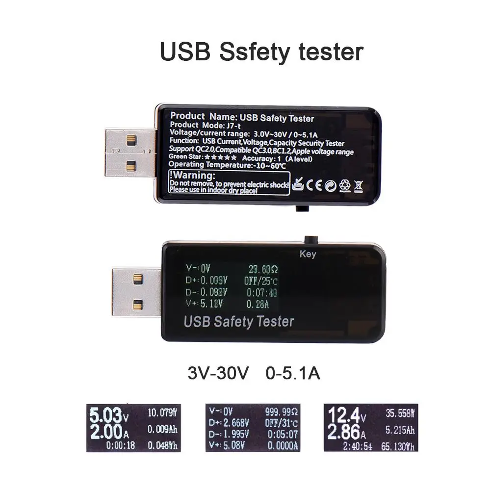 USB Тестер измеритель напряжения 3 ~ 30 В DC Вольтметр мощность амперметра монитор