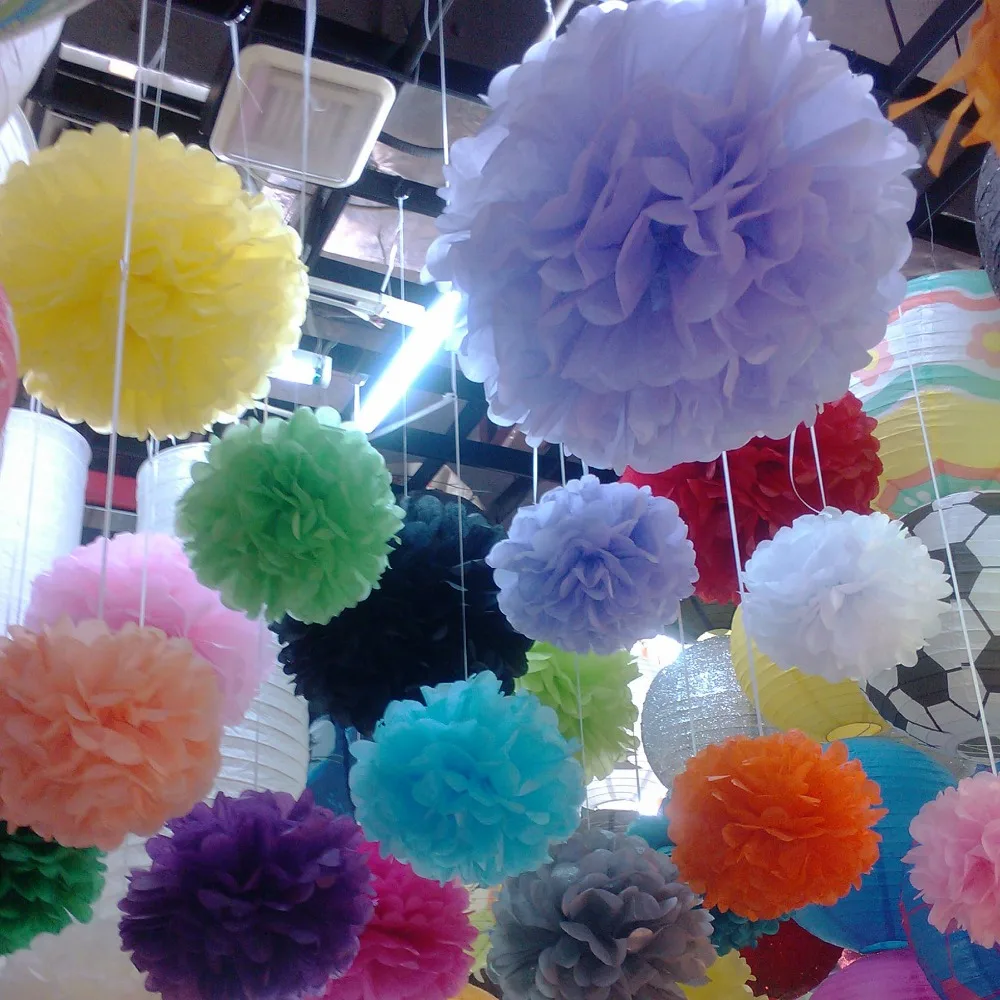 AJP 3 шт./компл. mix Размер ткани Pom Poms золотого и серебряного цвета цветочные шары из бумаги, украшение для свадьбы, дома, декор День рождения Рождественские принадлежности