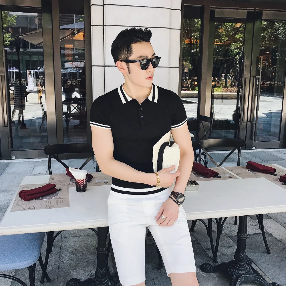 England Style Gentlemen Polo Summer Short Sleeve Knitted Men Shirt Classic Casual Business Homme Breathable Tops Tees | Мужская одежда