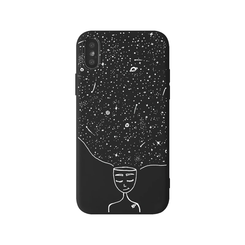 Черный мягкий чехол для телефона iPhone X XS Max XR 6 6S 8 7 с рисунком звездного неба Plus Fundas