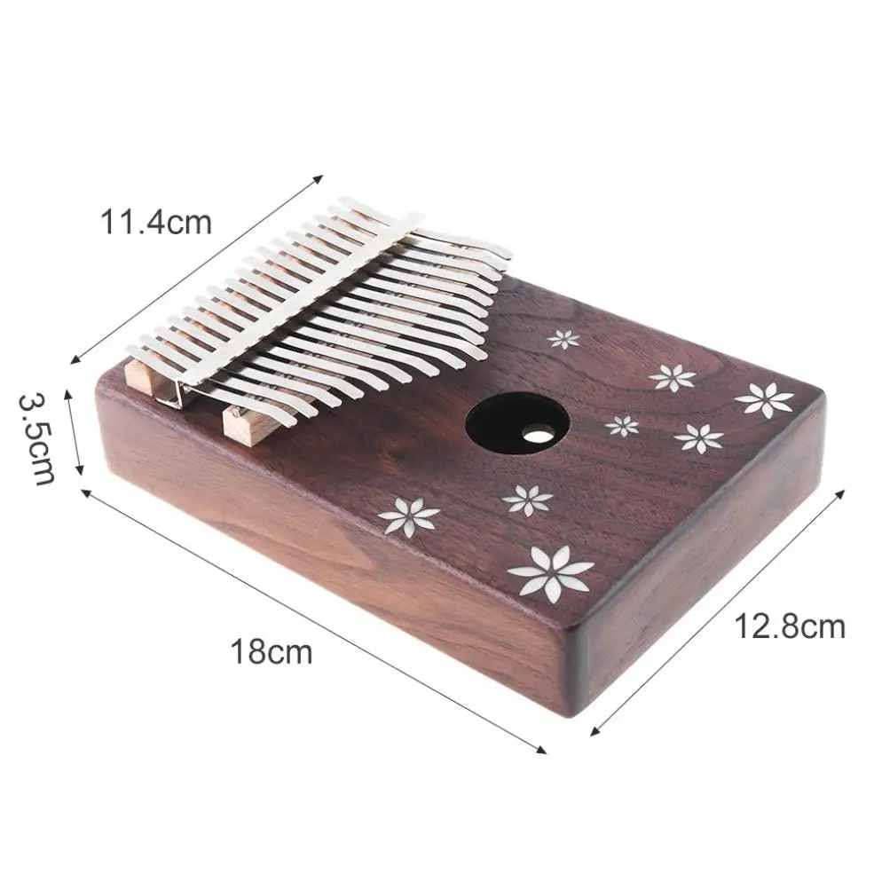 Миниатюрное пианино Kalimba из акации 17 клавиш с корпусом инкрустацией Семь листьев