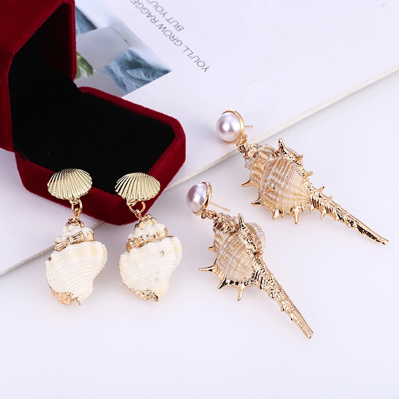 Женские серьги-капли из ракушек Sea Conch новые серьги-подвески в виде большого круга