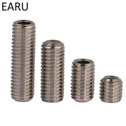 

T Standard 316 Stainless Steel Concave Inner Hexagon Hex Socket Set Screws Bolt Headless Flat Top M3*3/4/5/6/8/10mm