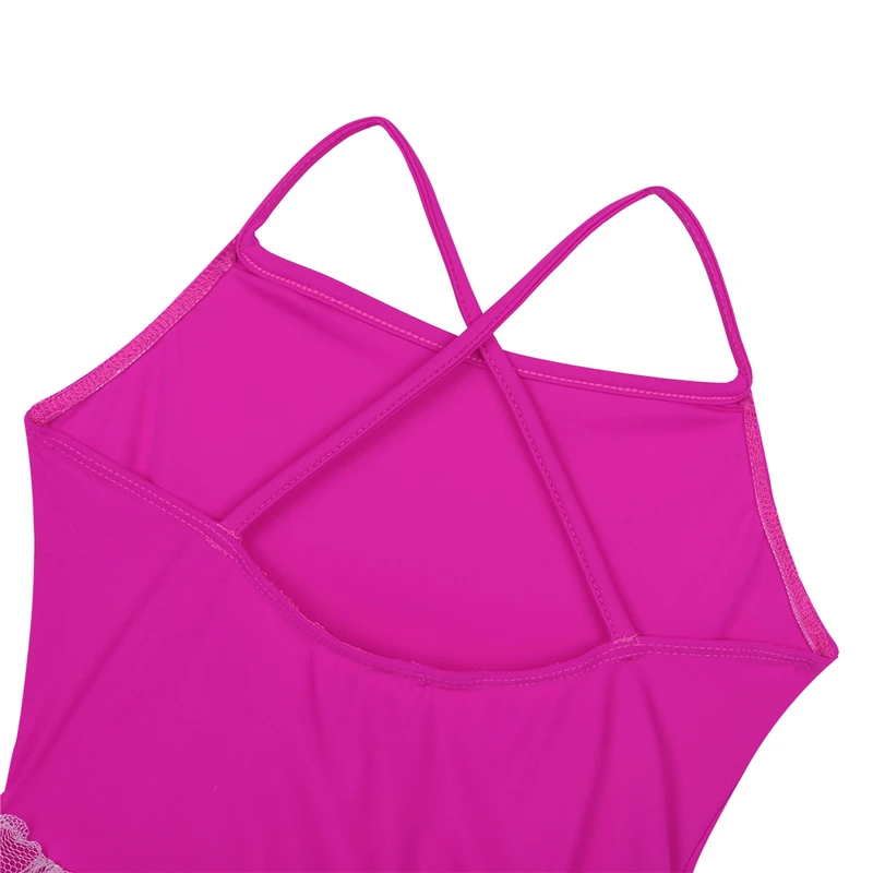 Kids Girls Spaghetti Straps Layered Lace Ballet Tutu Dance Leotard Mesh Dress Gymnastics Children Stage Wear | Детская одежда и