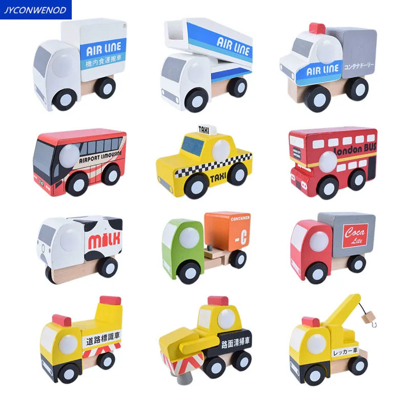 Игрушечный мини-автомобиль, деревянный, разные транспортные средства, гоночная модель, набор самолетов для новорожденных, детей, Обучающие ... от AliExpress WW