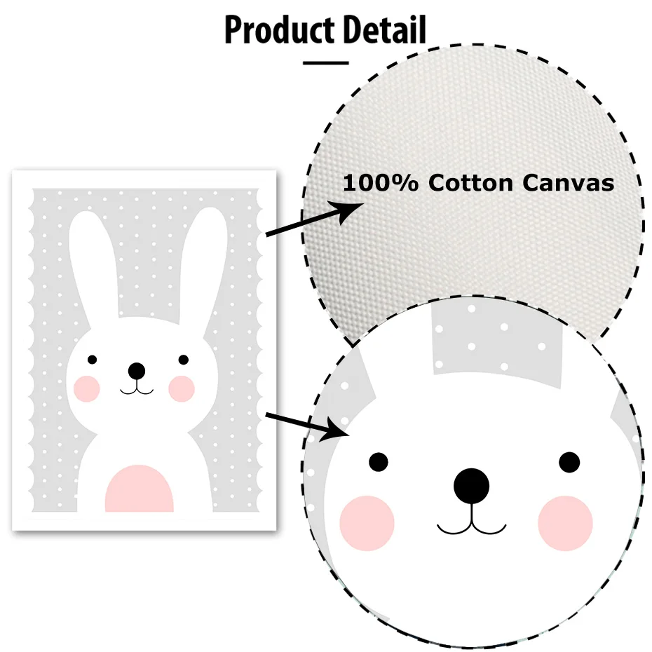 Kawaii Bear Rabbit настенная живопись на холсте милые животные мультфильм принты для