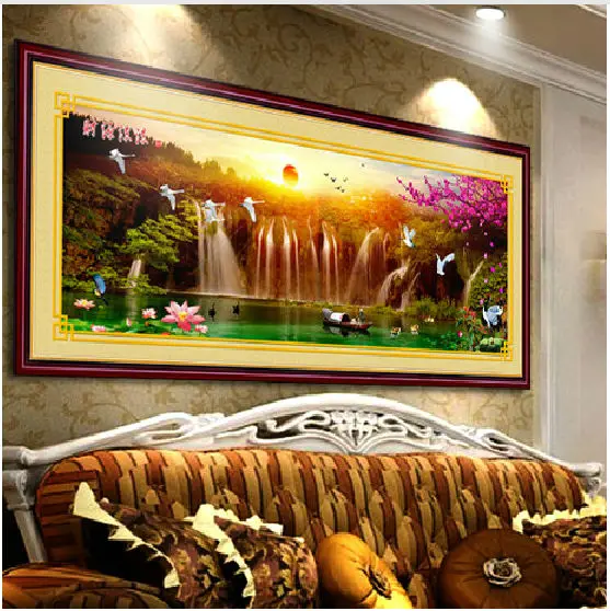 Магазин ткани с принтом Набор для вышивки крестиком часы красными цветами и