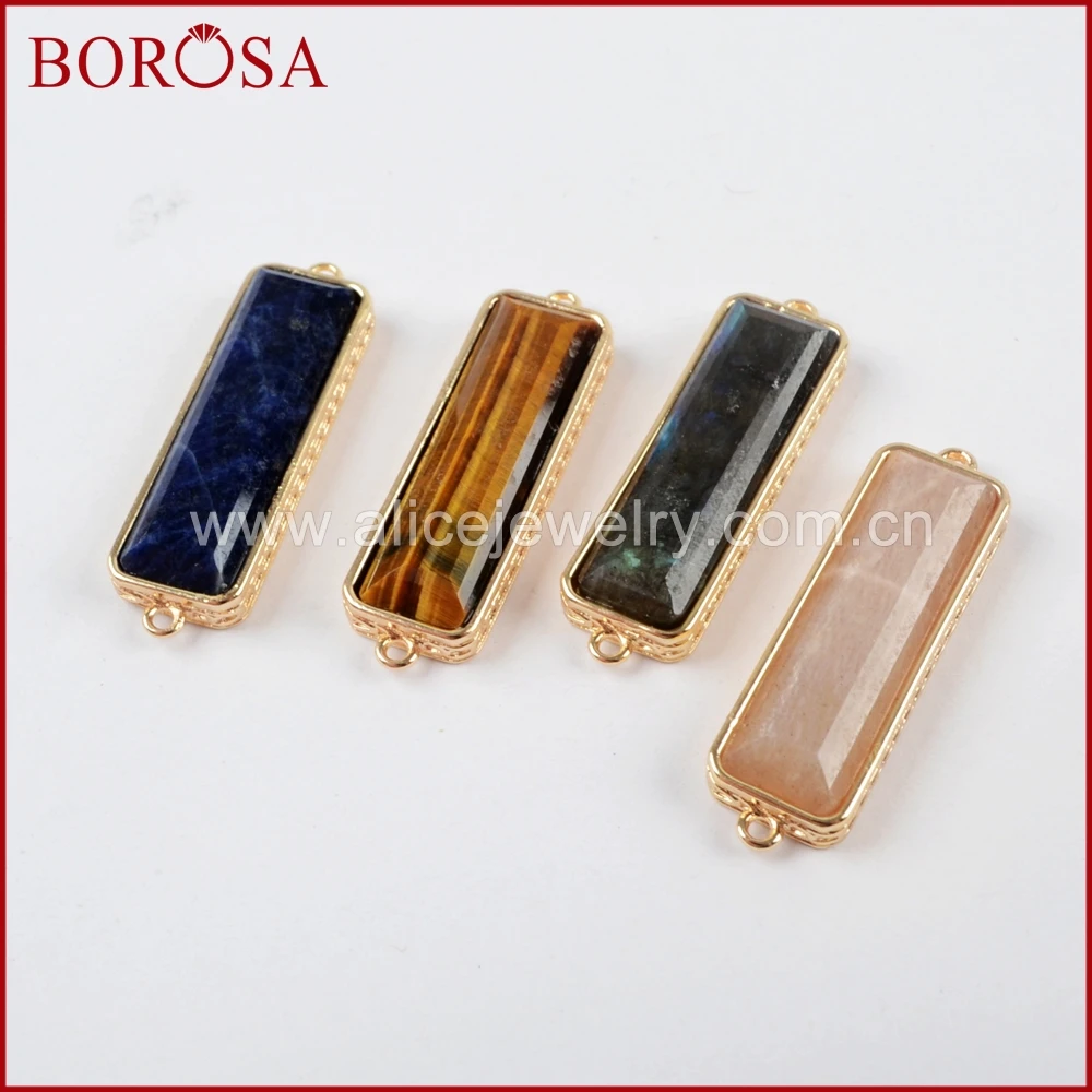 BOROSA 10 шт. прямоугольные натуральные разноцветные камни Druzy коннектор драгоценные