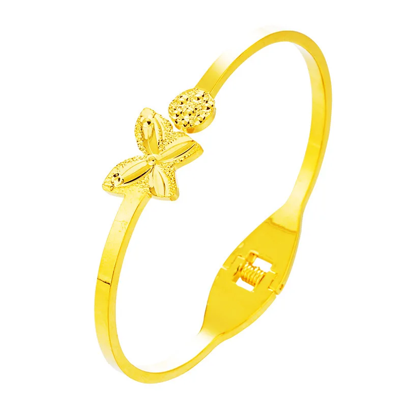 OMHXFC Wholesale European Fashion Hot Woman Female Party Birthday Wedding Mother Gift Vintage Butterfly 24KT Gold Bangle BE296 | Украшения