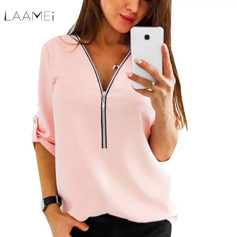 Новинка 2018 летние модные женские рубашки Laamei сексуальные повседневные футболки