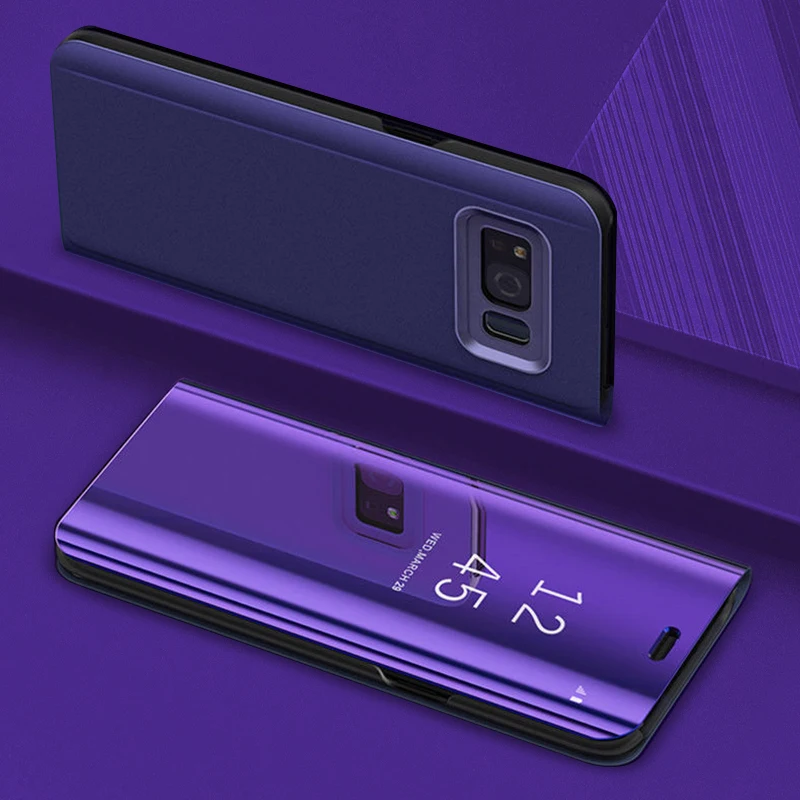 Clear View зеркало Смарт Флип кожаный чехол для samsung Galaxy A8 A6 плюс S9 S8 S7 края Примечание 8