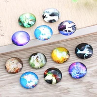 tylfnl 12mm 25mm handmade photo glass cabochons licorne pattern domed round jewelry accessories supplies for jewelry s 010307
