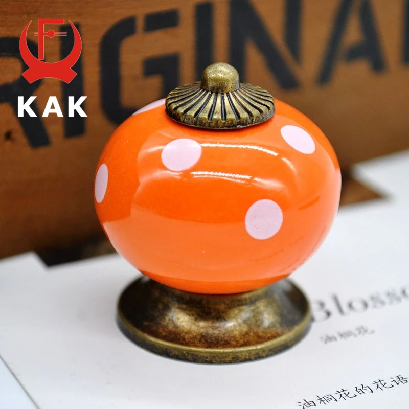 KAK 10 шт. керамические ручки для ящиков шкаф в горошек простой дизайн мебельные под