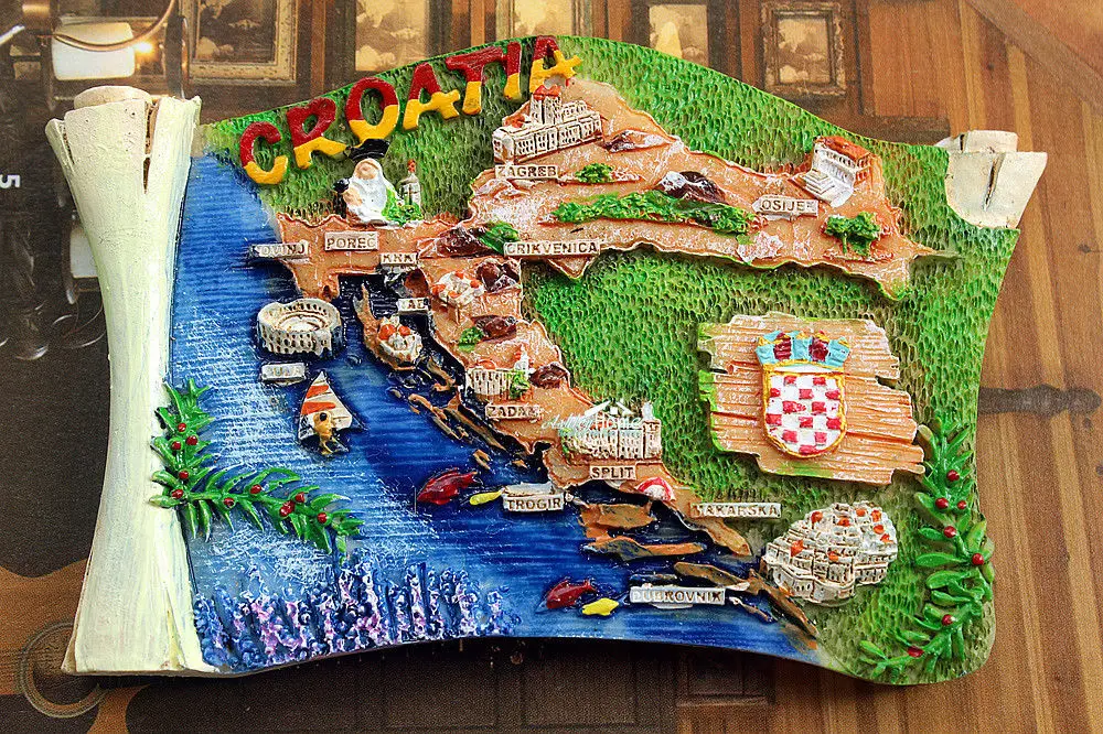 Карта Croatia туристический дорожный сувенир 3D декоративный магнит на