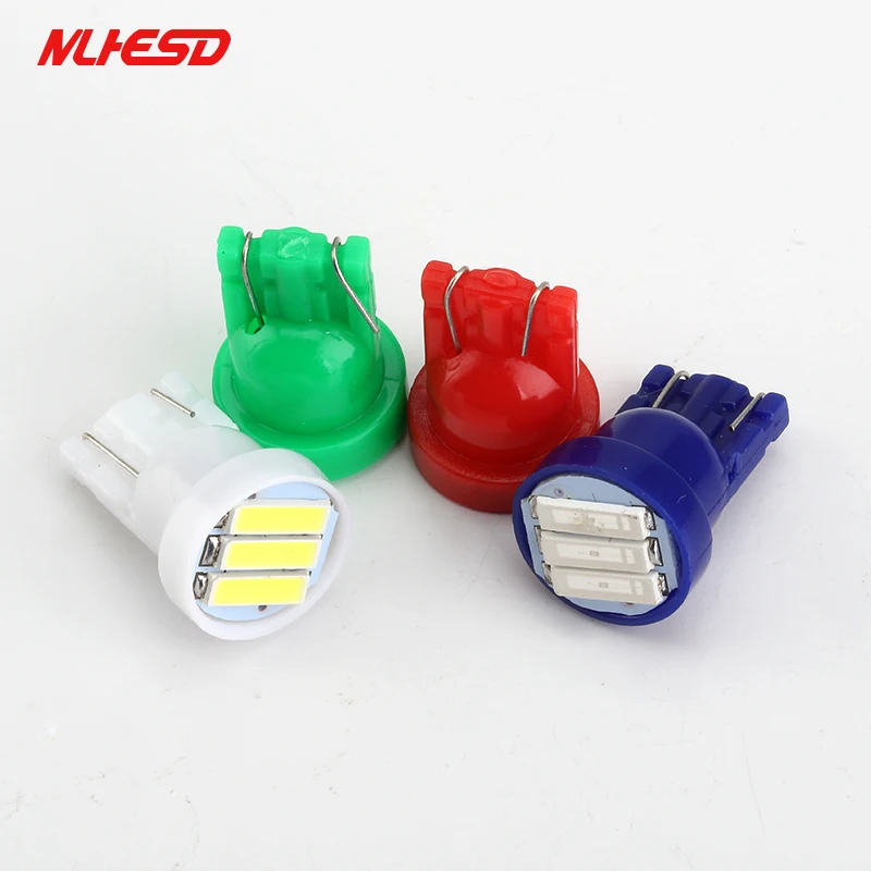 500 шт. T10 3 SMD 7014 светодиодный 3SMD 7020 Вт белого и синего цвета красный зеленый W5W Клин