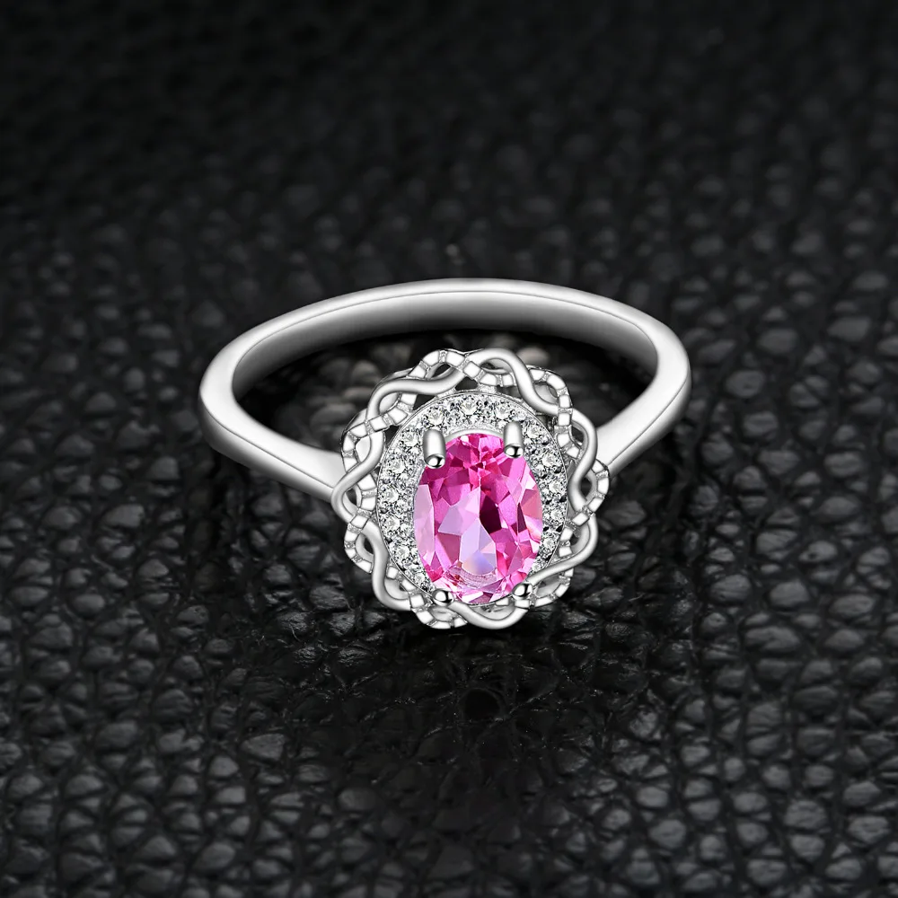 JewelryPalace Винтаж 1ct натуральная овальным вырезом розовый топаз Halo Кольцо