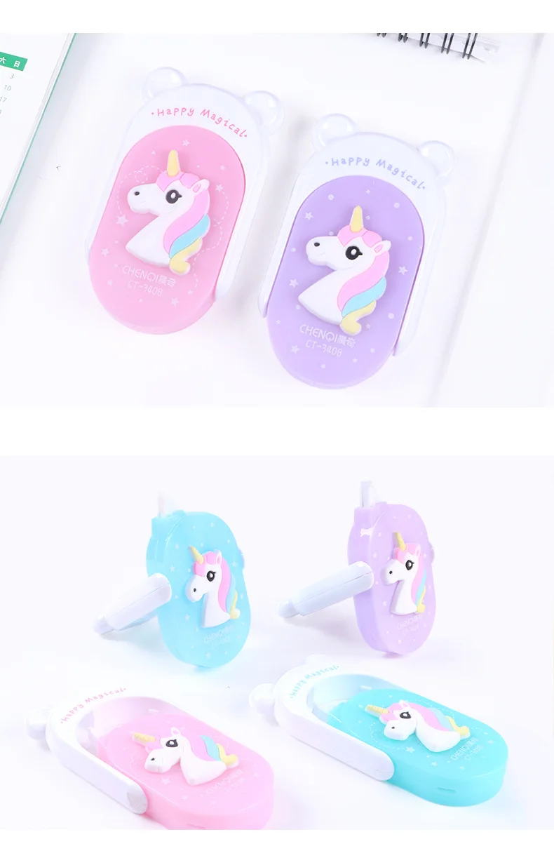 Милый мультфильм творческий Kawaii Единорог Корректирующая лента для детей школьные принадлежности материалы корейские канцелярские принадлежности для студентов Papeleria