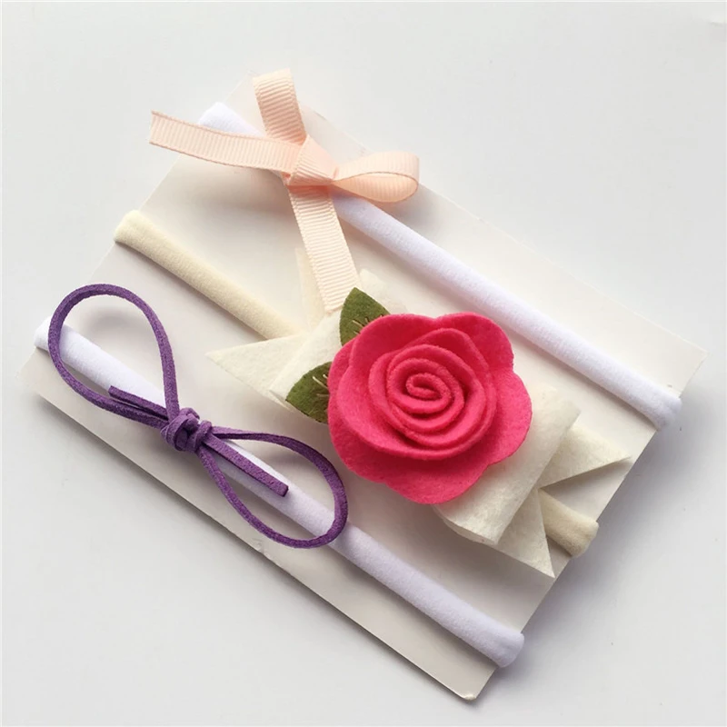 

BalleenShiny 3PCS Baby Girls Flower Headband Set Infant Bowknot Lovely Headwear Gift Children Kids Princess Band Hair Accessory