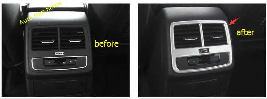 Lapetus Rear Armrest Box Air Conditioning AC Outlet Vent Cover Trim Fit For Audi A4 B9 A5 2016 - 2020 Sedan ABS / Auto Accessory |