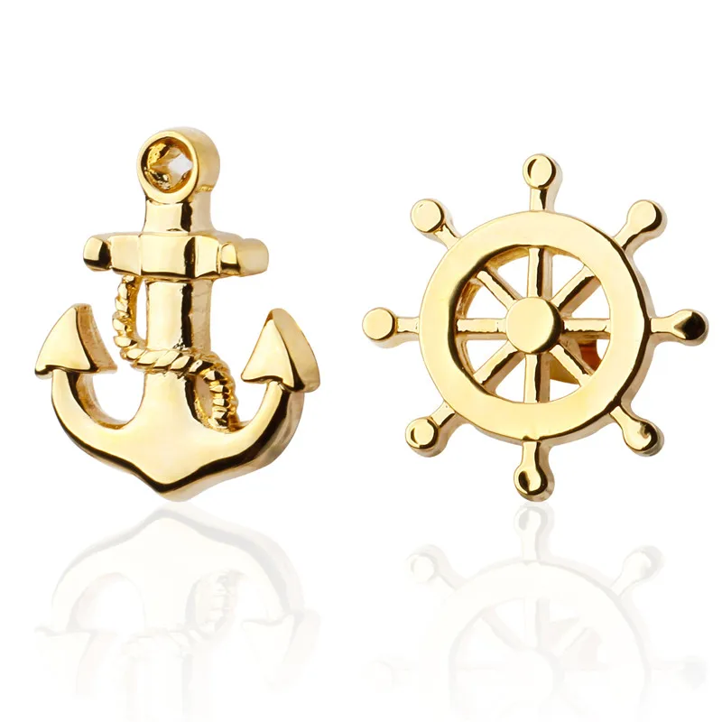 

Мужские рубашки запонки высокого качества медный материал золотые запонки-якоря 5 пар упаковки для продажи