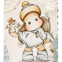 snowman girl cartoon pattern stamp and metal die scrapbooking alphabet stamp embossing craft silicone transparent stampstampons