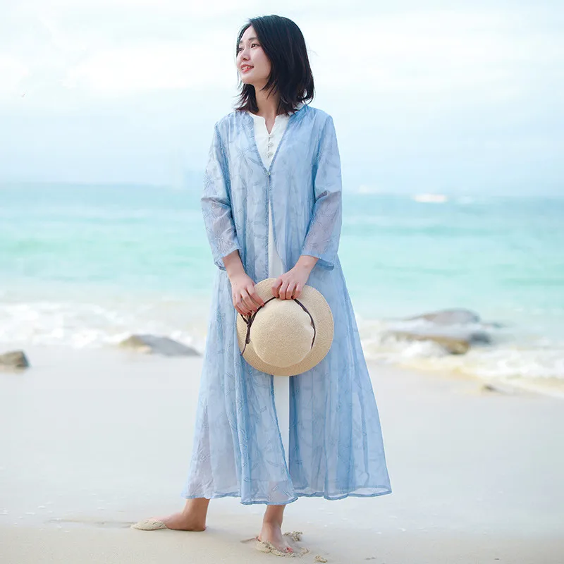 LZJN богемная женская Пляжная накидка длинное платье топы блузки летние