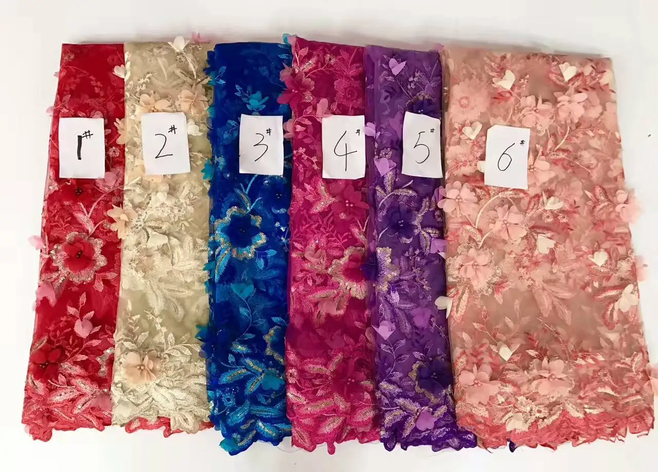 

Multi color beads african high quality french tulle lace fabric 2019 new arrival african beaded lace fabric J1070