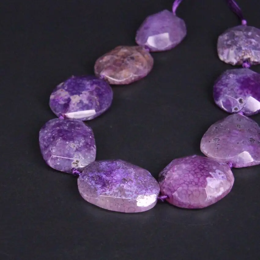 

Large Size Approx9PCS/strand Purple Natural Agates Faceted Nugget Slice Pendant Beads,Raw Stone Cut Slabs Jewelry Making