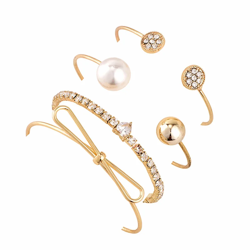 4 шт./компл. женский модный Открытый браслет с бантом сердцем круглым кристаллом и