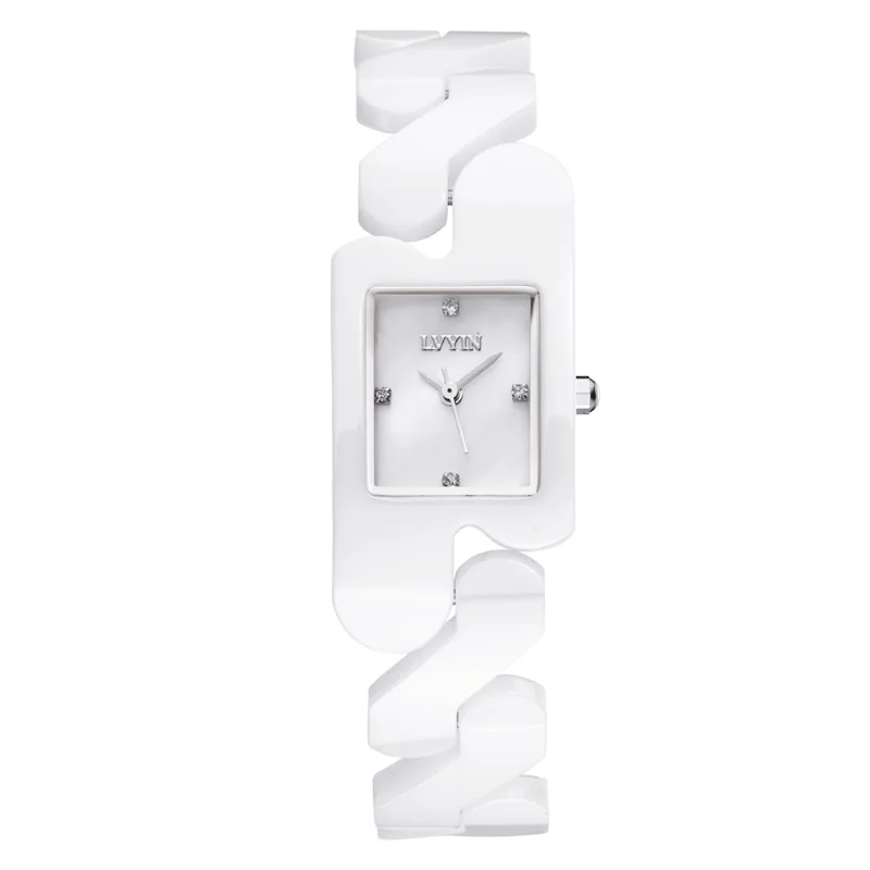 White Silver LVYIN Брендовые женские керамические кварцевые часы модные часы-браслет Relojes Mujer под платье женские часы бизнес Montre Femme LY012 - Цвет: White Silver