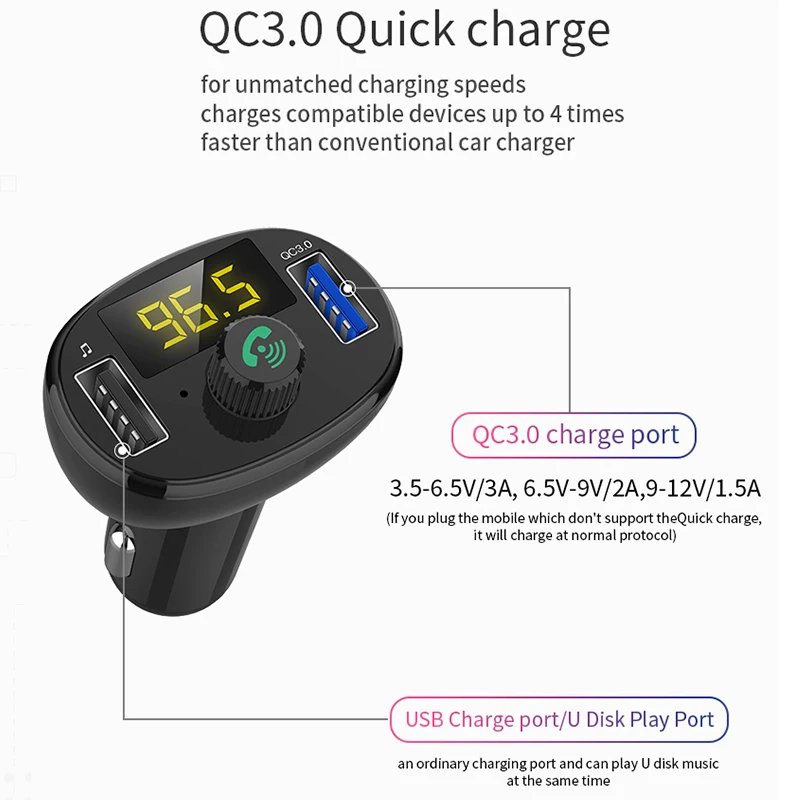 pluseye Bluetooth Handsfree Kit Car FM Transmitter Modulator Dual USB Charging Voltage Detection U Disk Music MP3 Player |