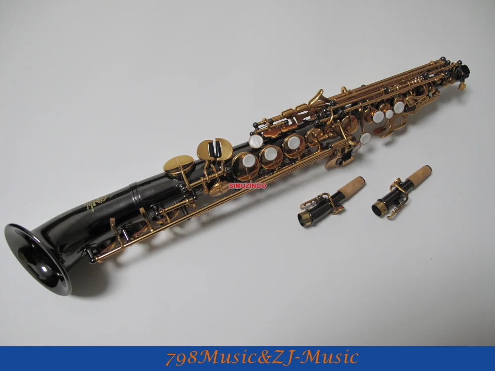 Черный никелевый Золотой изогнутый колокольчик Сопрано саксофон Bb ключ к