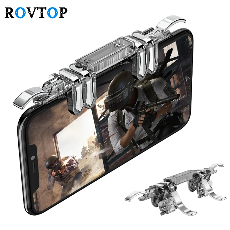 Rovtop Metal K19 Mobile Phone Gaming Trigger for PUBG Mobile Gamepad Fire Button Aim Key L1R1 Gaming Shooter PUBG Controller Z2