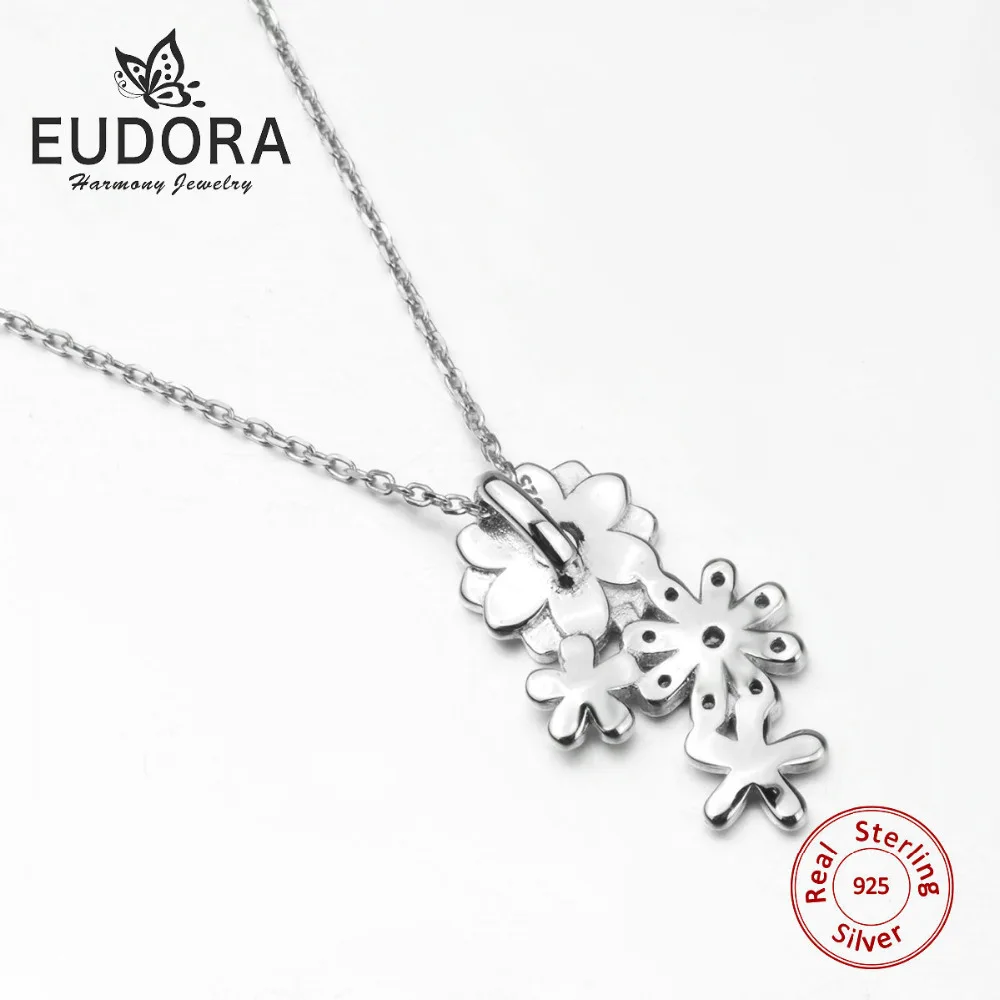 Женское ожерелье из серебра 925 пробы с розовым цветком вишни|silver pendant necklace|925 sterling