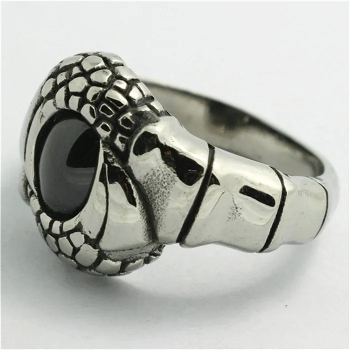 1pc Fashion Design 316L Stainless Steel Big Black Stone Punk Style Hot Ring Wholesale Price | Украшения и аксессуары