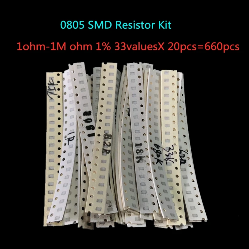 0805 SMD резистор набор Ассорти Комплект 1ohm-1M Ом 1% 33valuesX 20 шт = 660 шт набор образцов