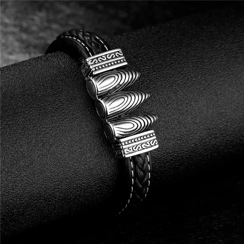 V.YA ювелирный повседневный мужской браслет из искусственной кожи и модный с тремя