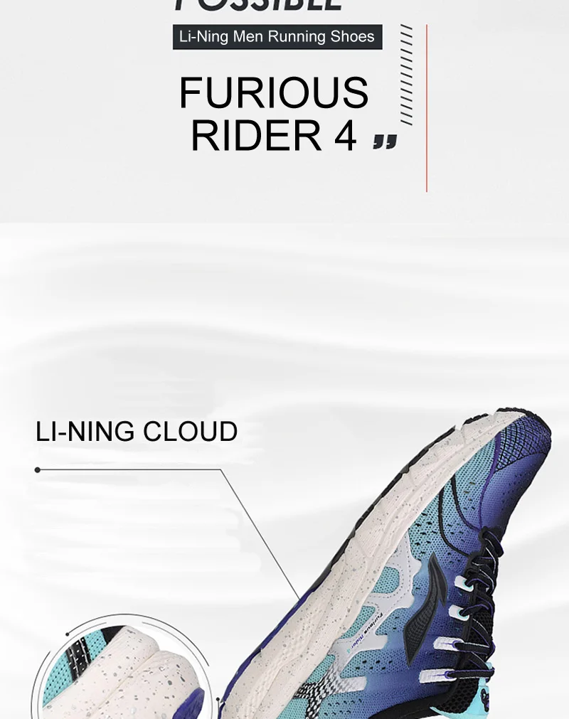 Li-Ning мужские беговые кроссовки для беговых прогулок с 4 амортизационными подкладами, спортивная обувь ARZP001 XYP876